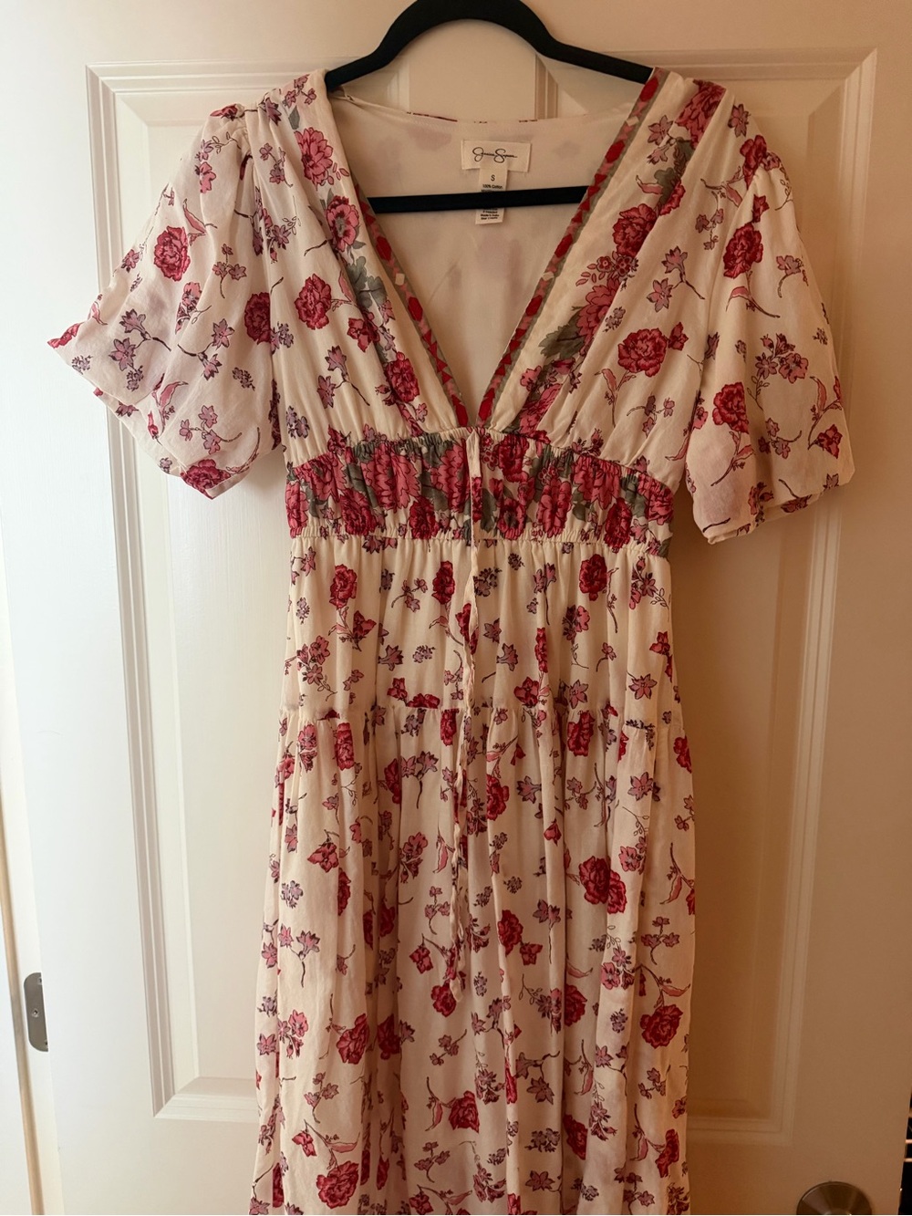 Jessica Simpson Cream Dress with Red and Pink Floral Print